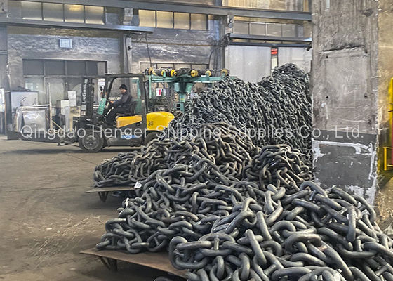 Calidad Cadena de ancla pintada negra del vínculo del perno prisionero Marine Anchor Chain fábrica